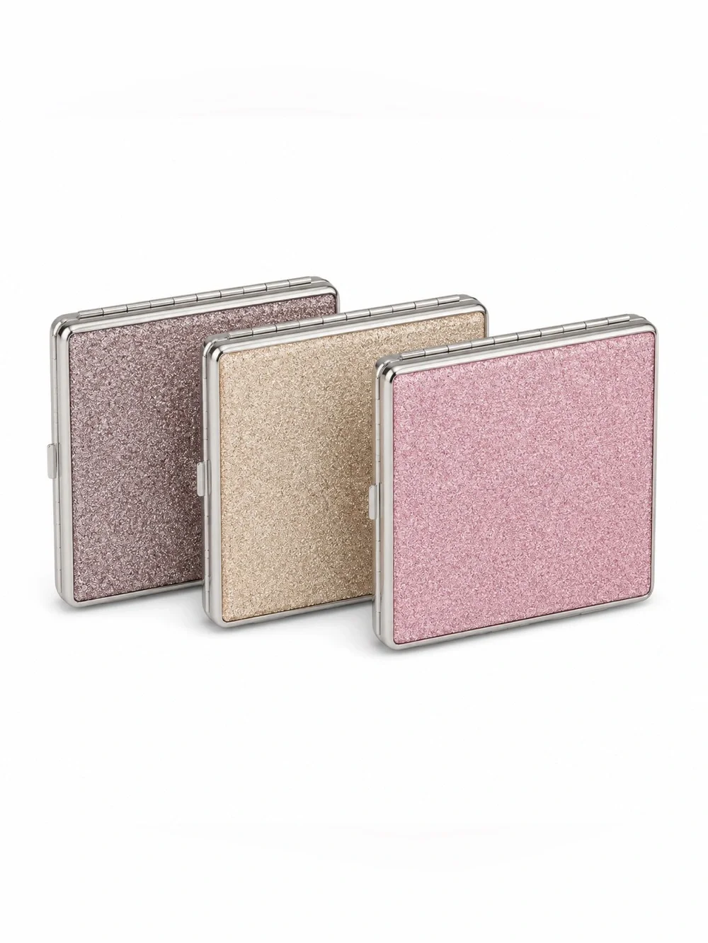 Glitter Metal Cigarette Case - Pink, Gold, Silver